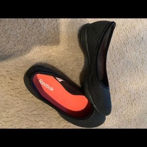 Reebok black slip on shoes - Size 7